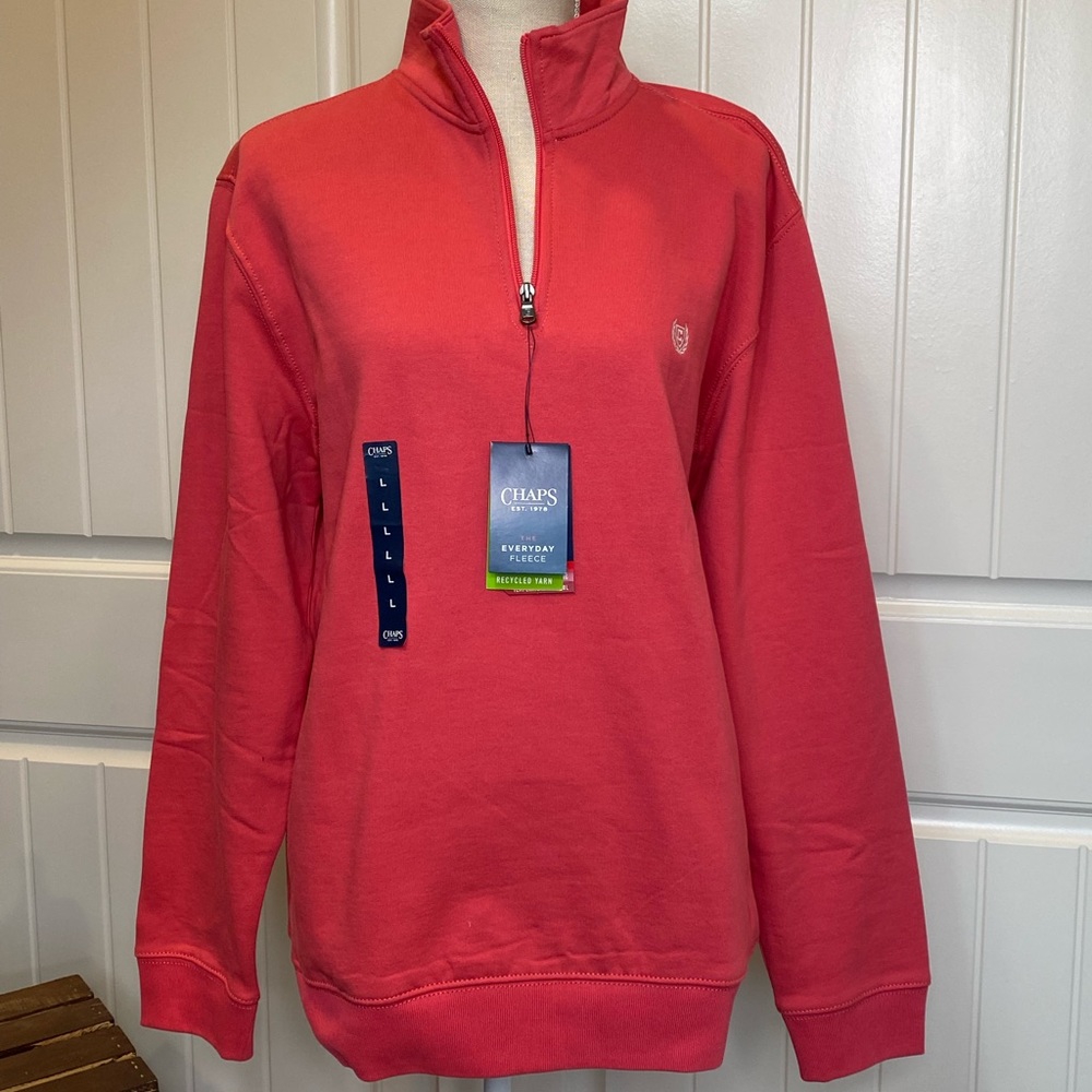 New!  Soft Smooth Long Sleeve Mock Pullover Chaps Sweatshirt